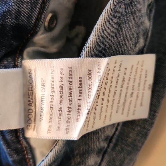 Good American Good Legs Crop Skinny blue distressed Jeans size 0 waist 25 - Picture 11 of 13